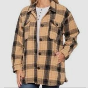 Lucky Brand Plaid Dobby Shacket Sz Med Nwt